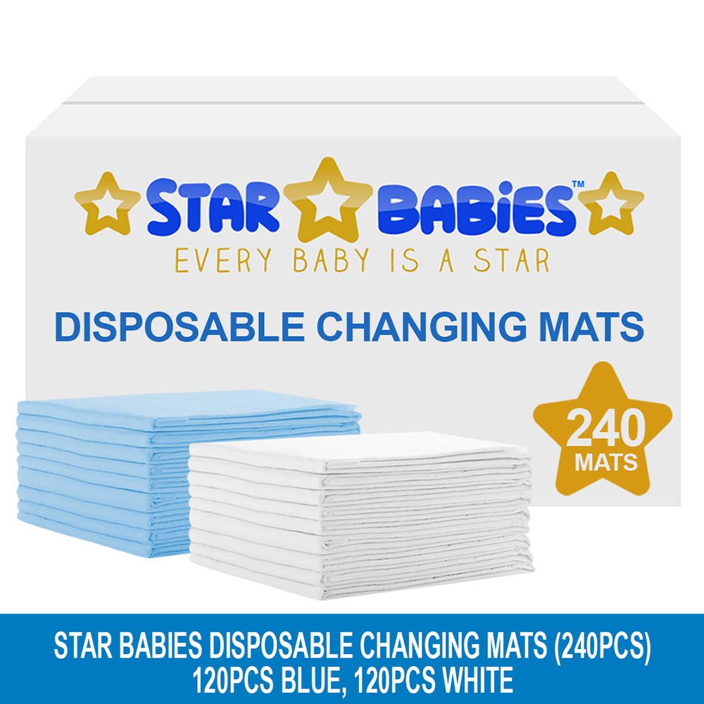 Star Babies - Disposable Changing mats (45x60cm) Large, Pack of 240 - Blue/White