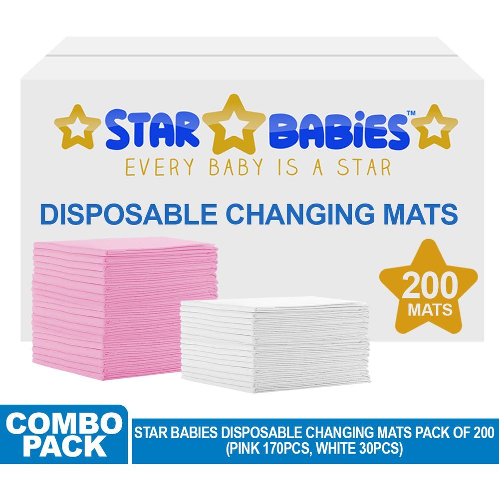 Star Babies - Disposable Changing mats (45x60cm) Large, Pack of 200 - Assorted