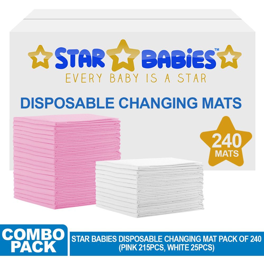 Star Babies - Disposable Changing mats (45x60cm) Large, Pack of 240 - Assorted