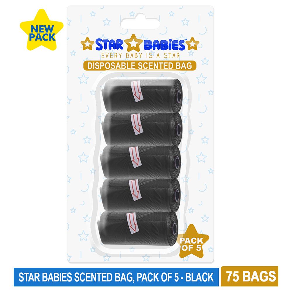 Star Babies - Scented Bag Blister - Pack of 5/75 Bags - Black