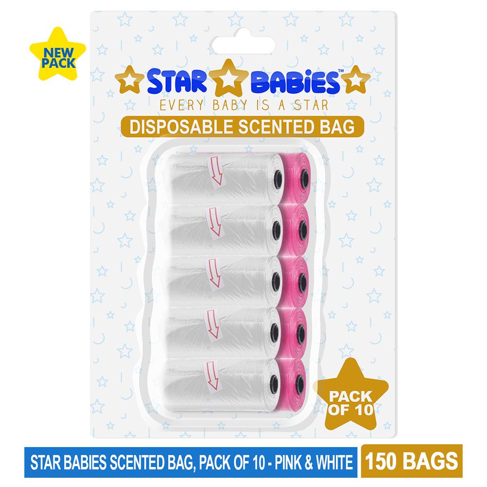 Star Babies - Scented Bag Blister - Pack of 10/150 Bags - Pink & White