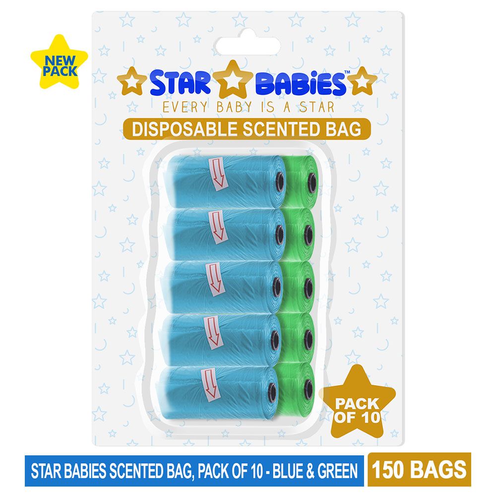 Star Babies - Scented Bag Blister - Pack of 10/150 Bags - Blue & Green