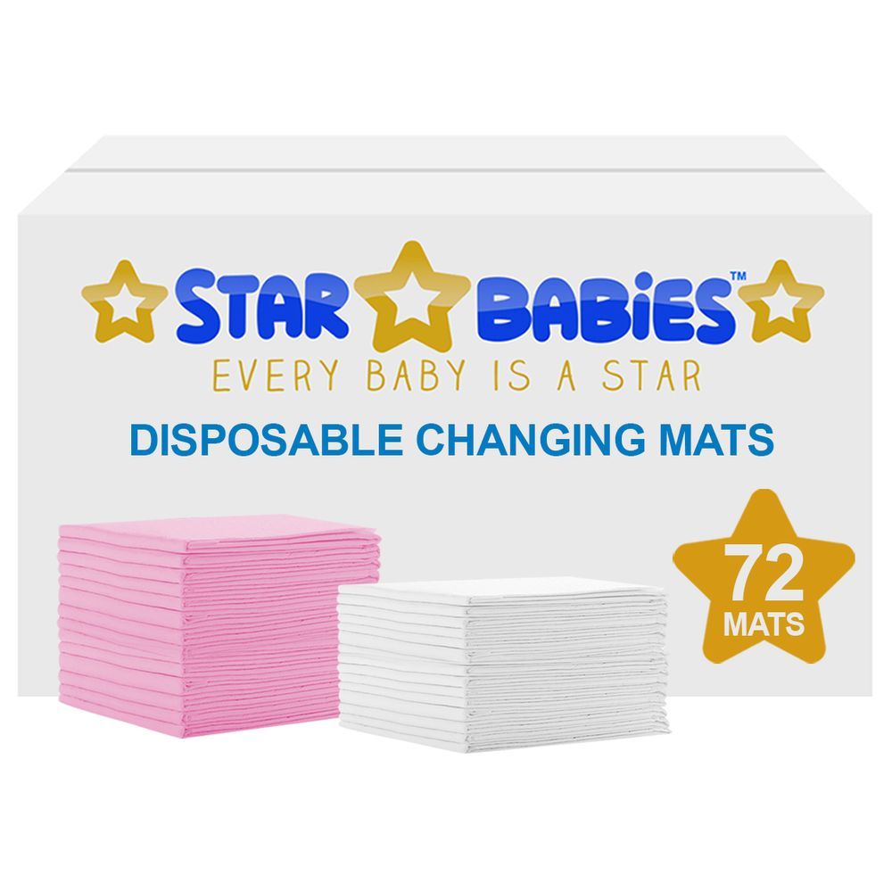 Star Babies - Disposable Changing mats (45x60cm) Large, Pack of 72 - Assorted