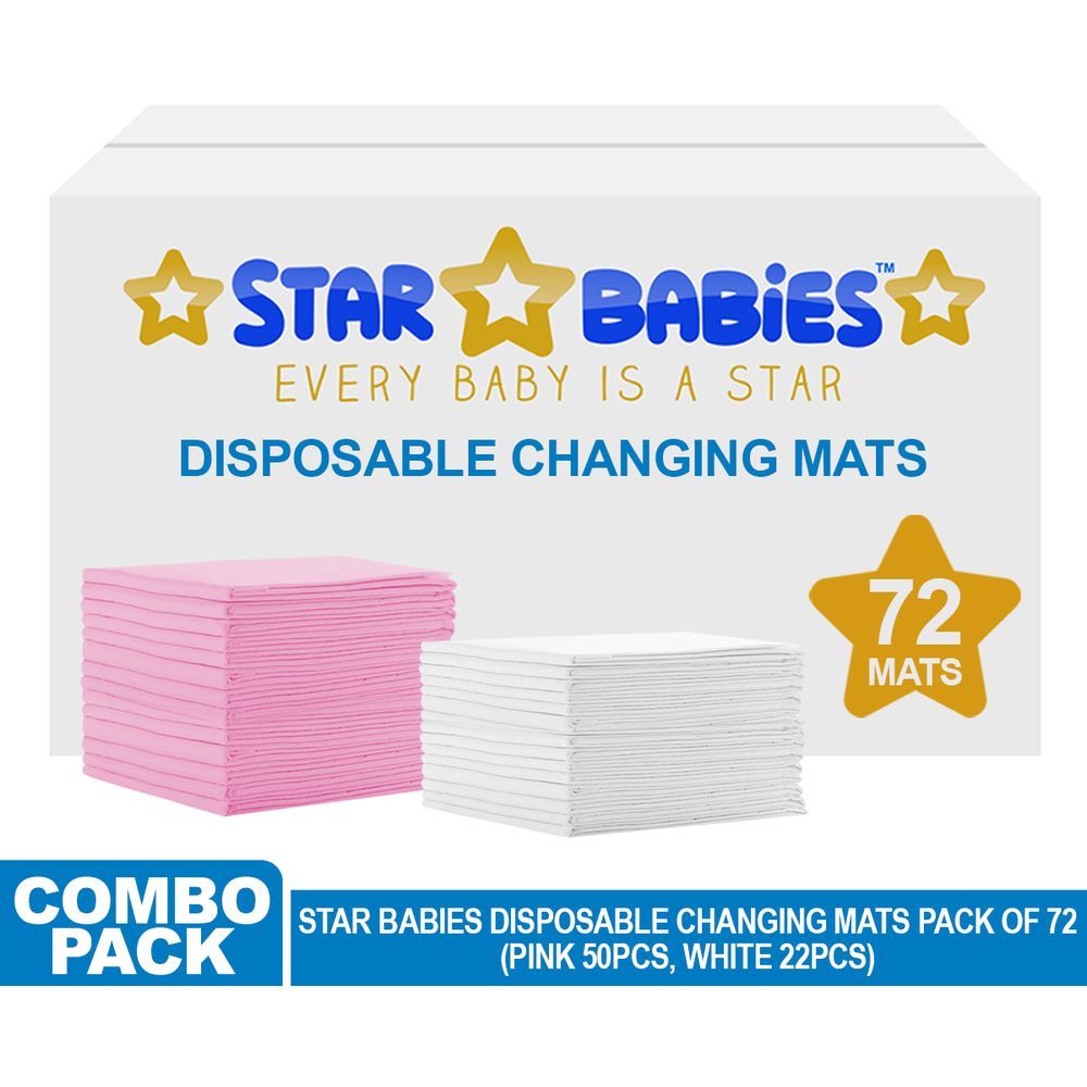 Star Babies - Disposable Changing mats (45x60cm) Large, Pack of 72 - Assorted