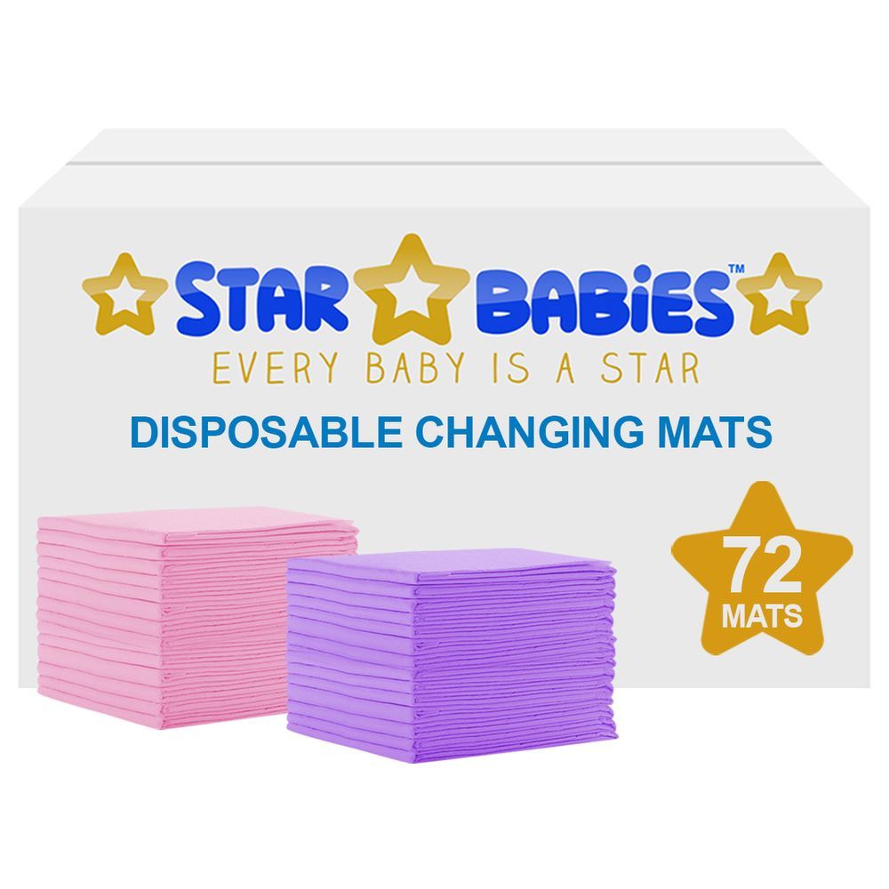 Star Babies - Disposable Changing mats (45x60cm) Large, Pack of 72 - Assorted