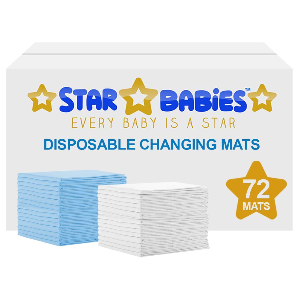 Star Babies - Disposable Changing mats (45x60cm) Large, Pack of 72 - Assorted