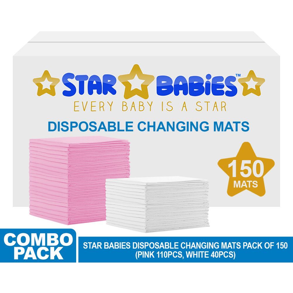 Star Babies - Disposable Changing mats (45x60cm) Large, Pack of 150 - Assorted