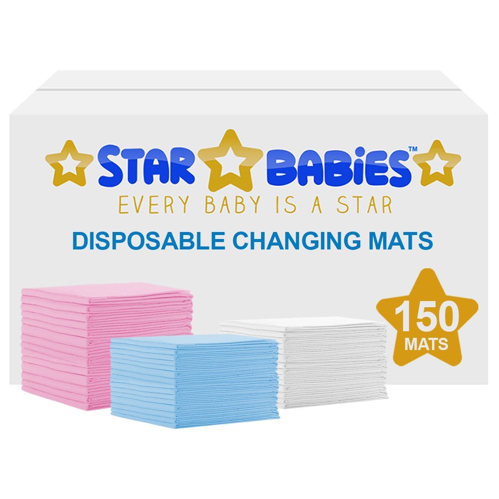 Star Babies - Disposable Changing mats (45x60cm) Large, Pack of 150 - Assorted