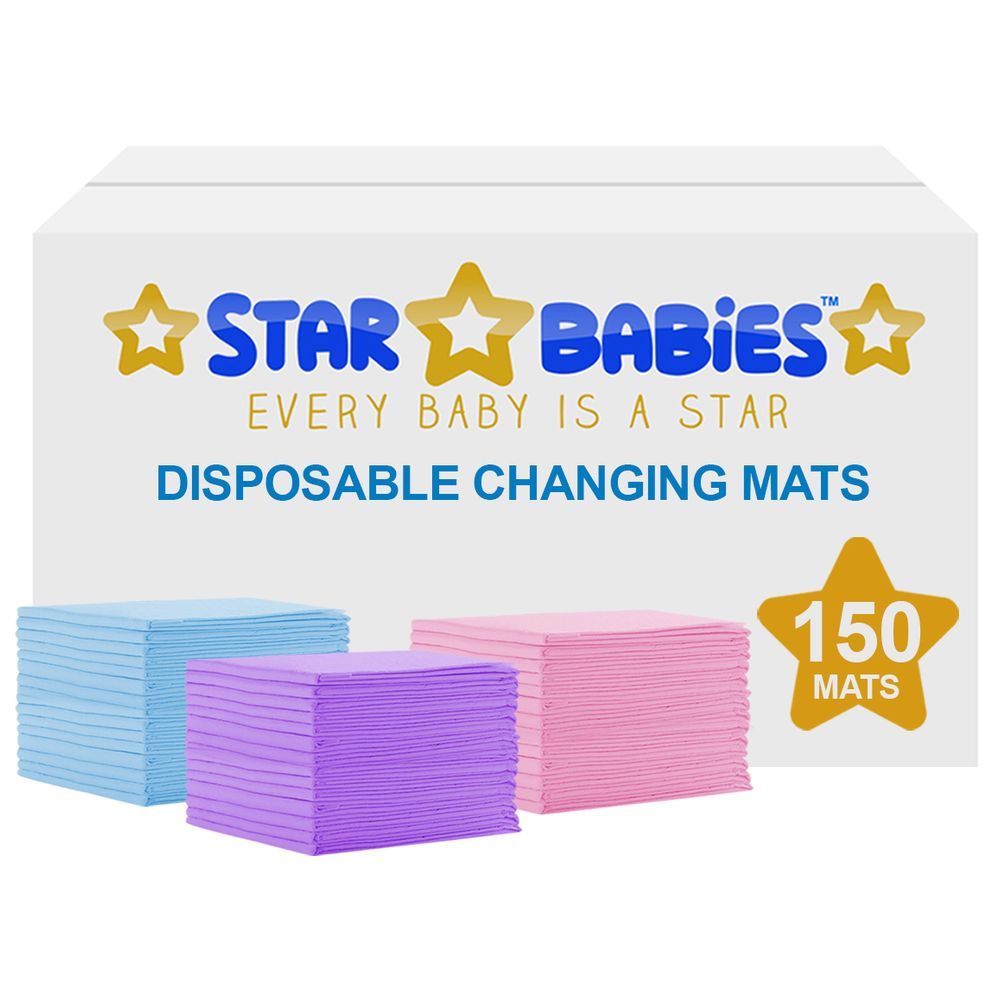 Star Babies - Disposable Changing mats (45x60cm) Large, Pack of 150 - Assorted