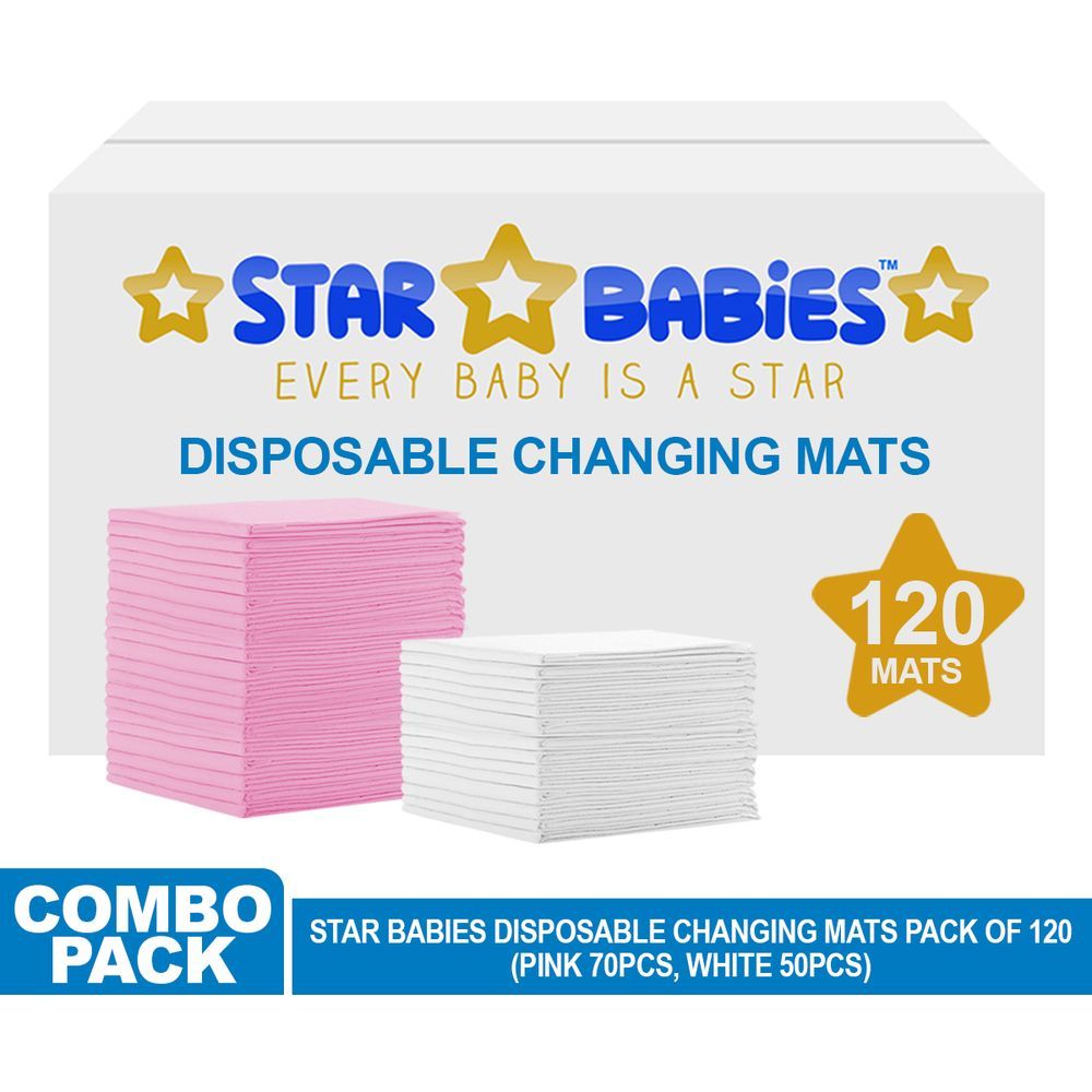 Star Babies - Disposable Changing mats (45x60cm) Large, Pack of 120 -Assorted