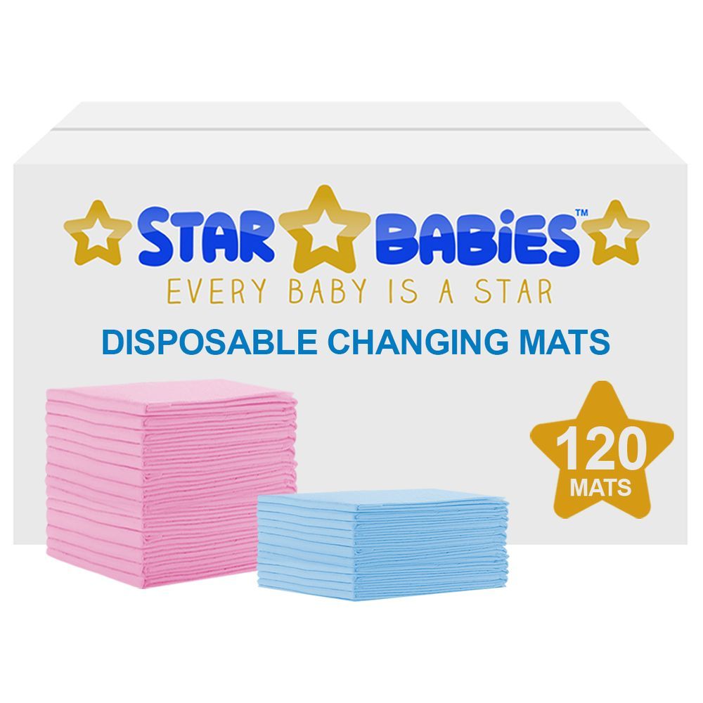 Star Babies - Disposable Changing mats (45x60cm) Large, Pack of 120 - Assorted