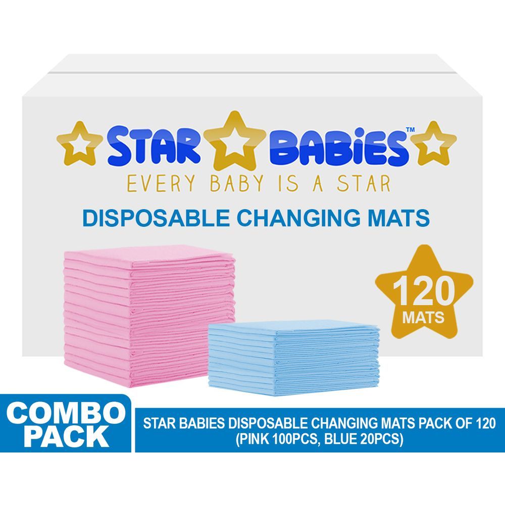 Star Babies - Disposable Changing mats (45x60cm) Large, Pack of 120 - Assorted