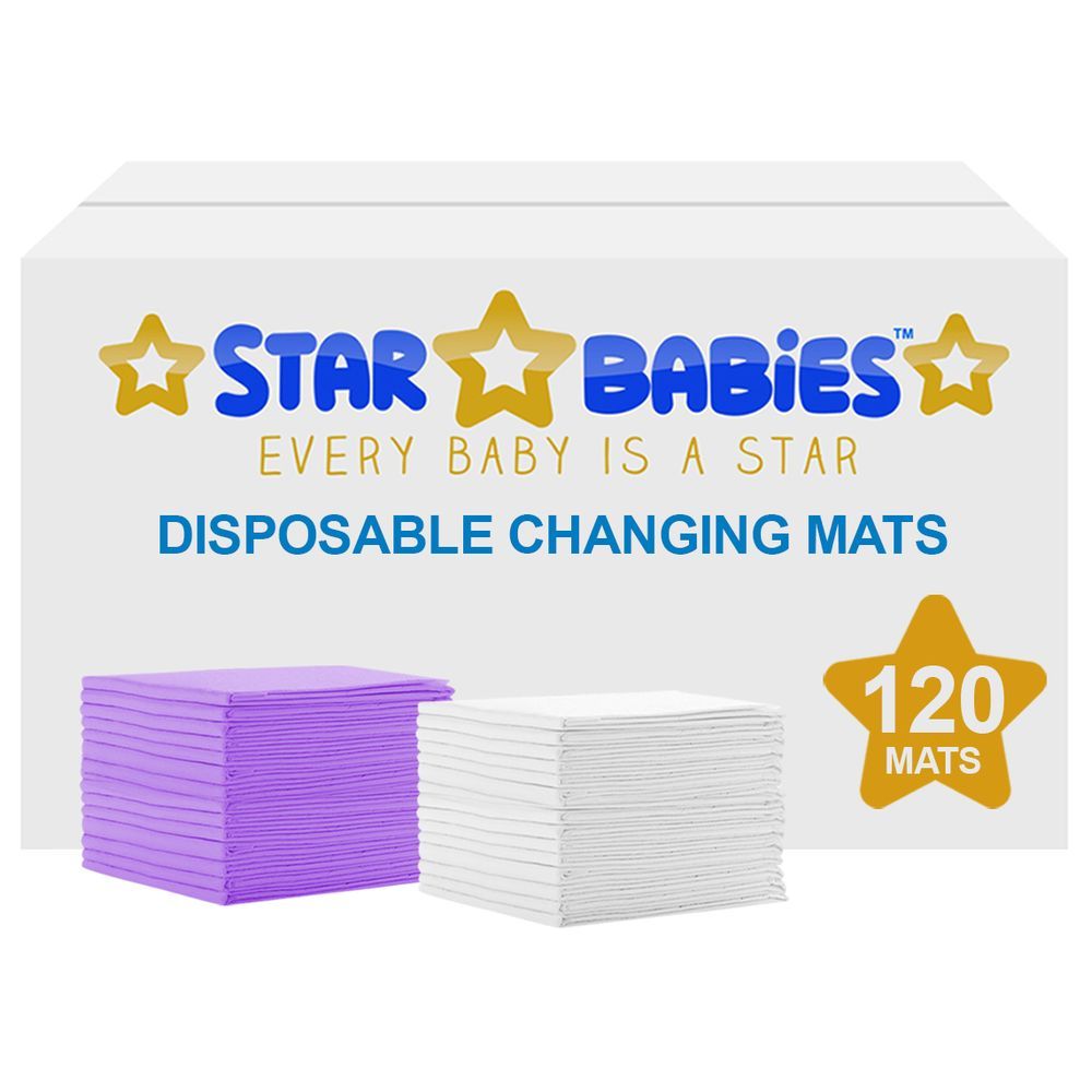 Star Babies - Disposable Changing mats (45x60cm) Large, Pack of 120 - Assorted