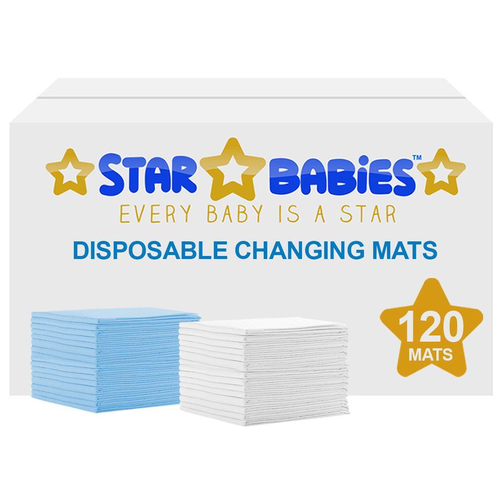 Star Babies - Disposable Changing mats (45x60cm) Large, Pack of 120 - Assorted