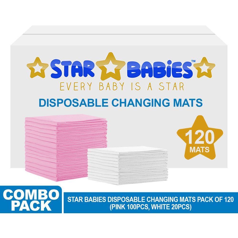 Star Babies - Disposable Changing mats (45x60cm) Large, Pack of 120 - Assorted