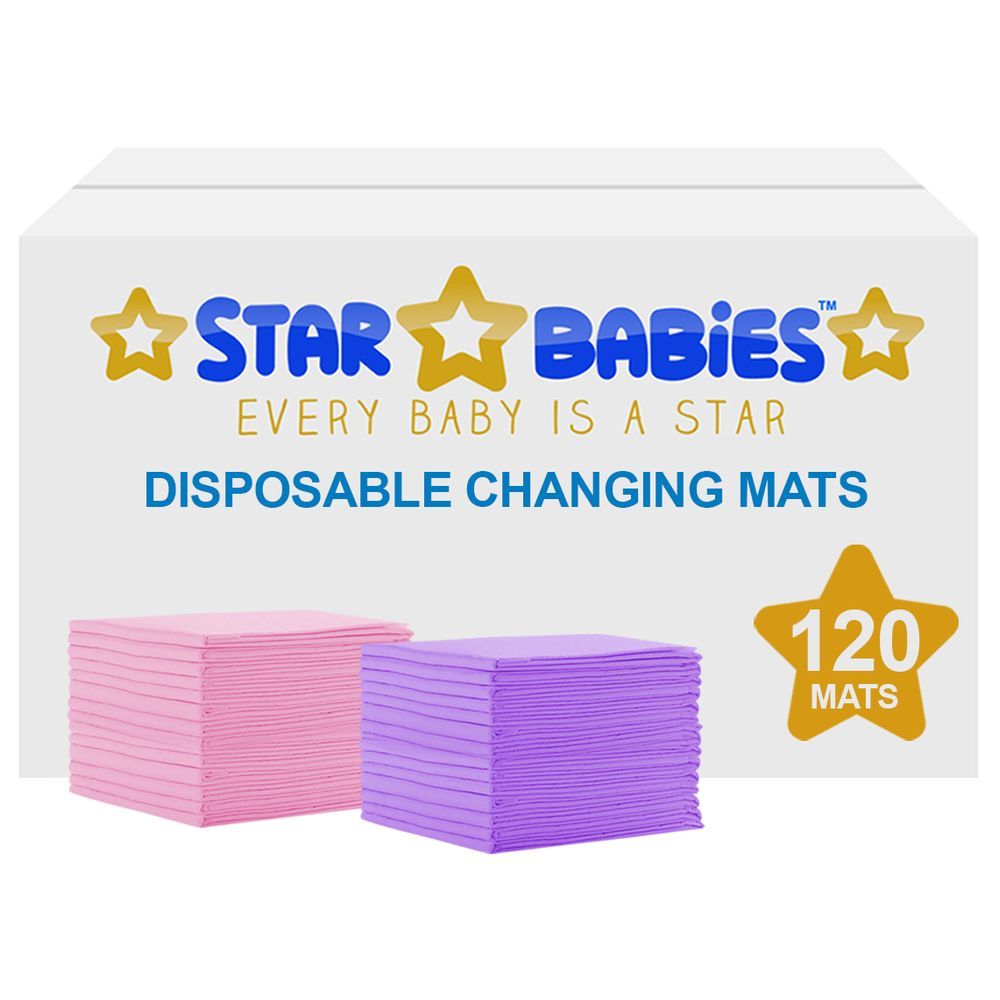 Star Babies - Disposable Changing mats (45x60cm) Large, Pack of 120 - Assorted