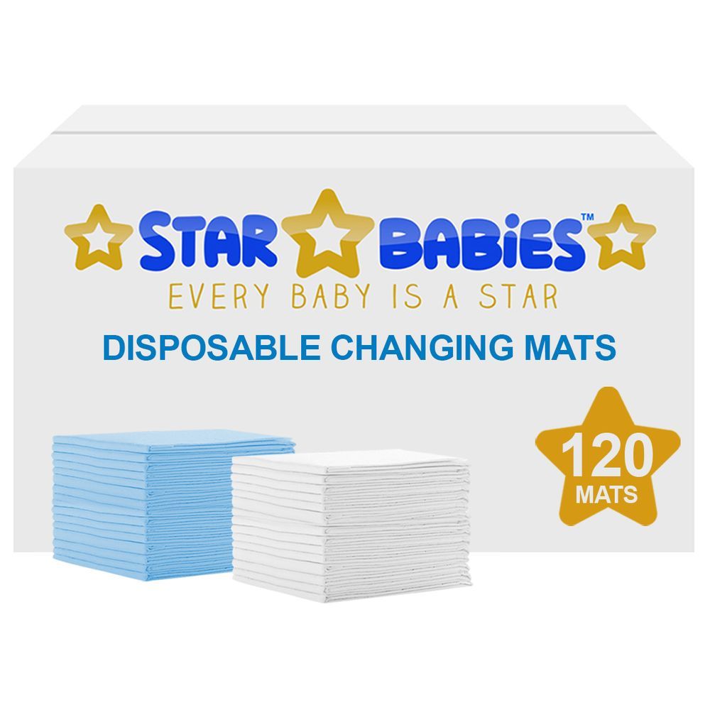 Star Babies - Disposable Changing mats (45x60cm) Large, Pack of 120 - Assorted