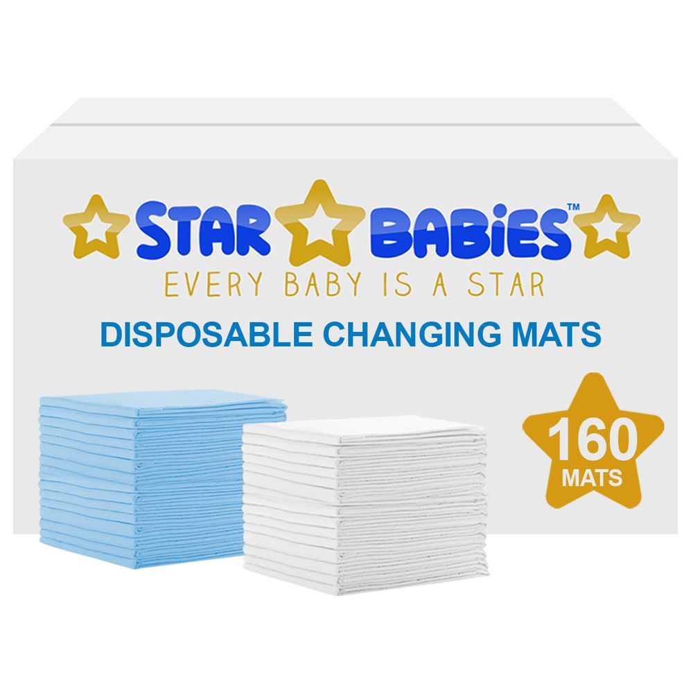 Star Babies - Disposable Changing mats (45x60cm) Large, Pack of 160 - Assorted