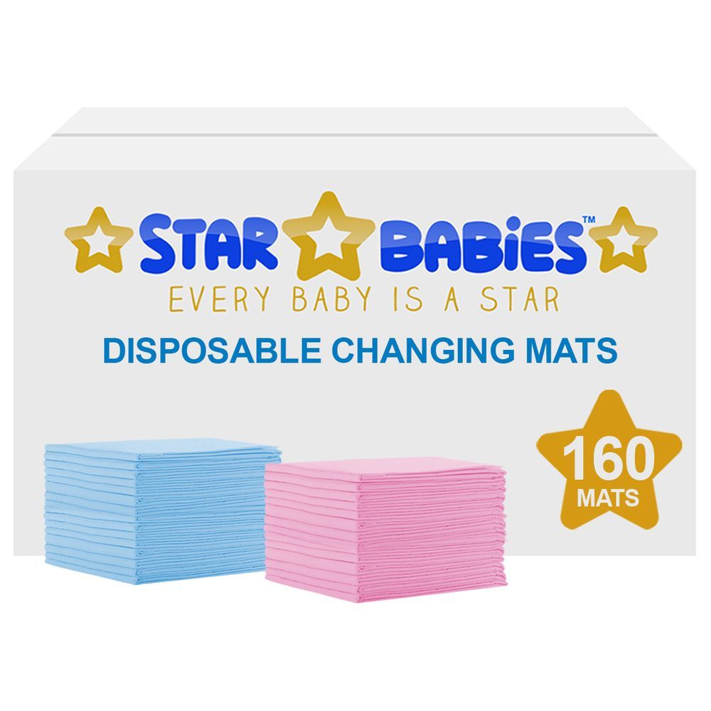 Star Babies - Disposable Changing mats (45x60cm) Large, Pack of 160 - Assorted