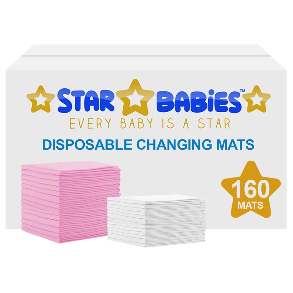 Star Babies - Disposable Changing mats (45x60cm) Large, Pack of 160 - Assorted