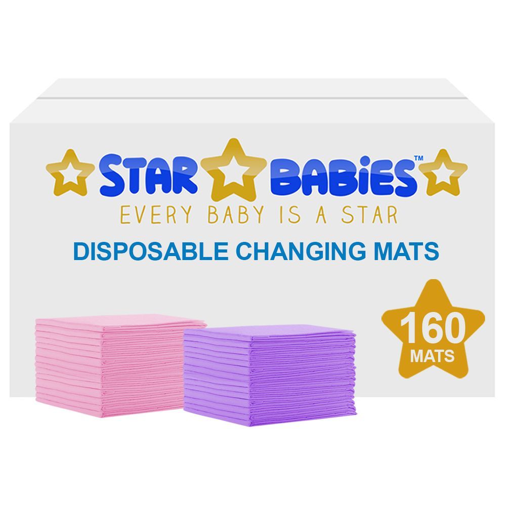 Star Babies - Disposable Changing mats (45x60cm) Large, Pack of 160 - Assorted