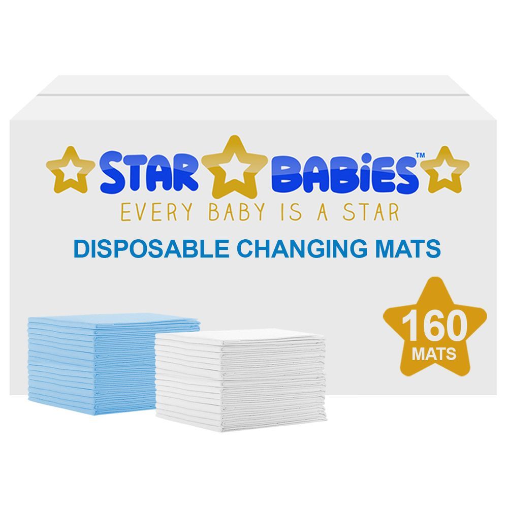 Star Babies - Disposable Changing mats (45x60cm) Large, Pack of 160 - Assorted