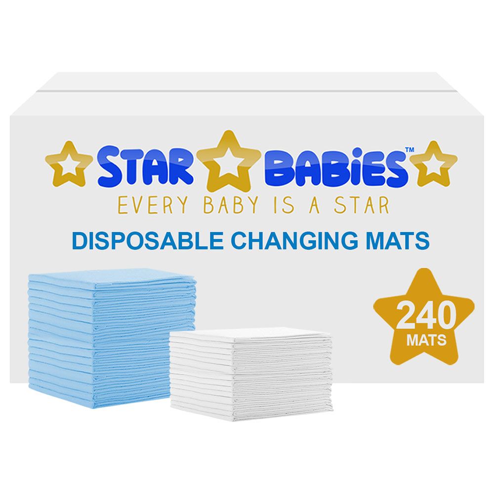 Star Babies - Disposable Changing mats (45x60cm) Large, Pack of 240 - Blue/White