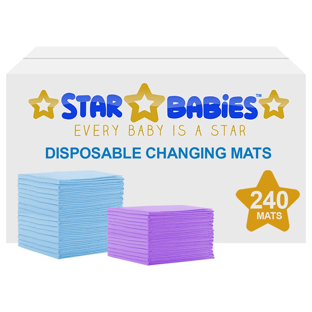 Star Babies - Disposable Changing mats (45x60cm) Large, Pack of 240 - Blue/Lavender