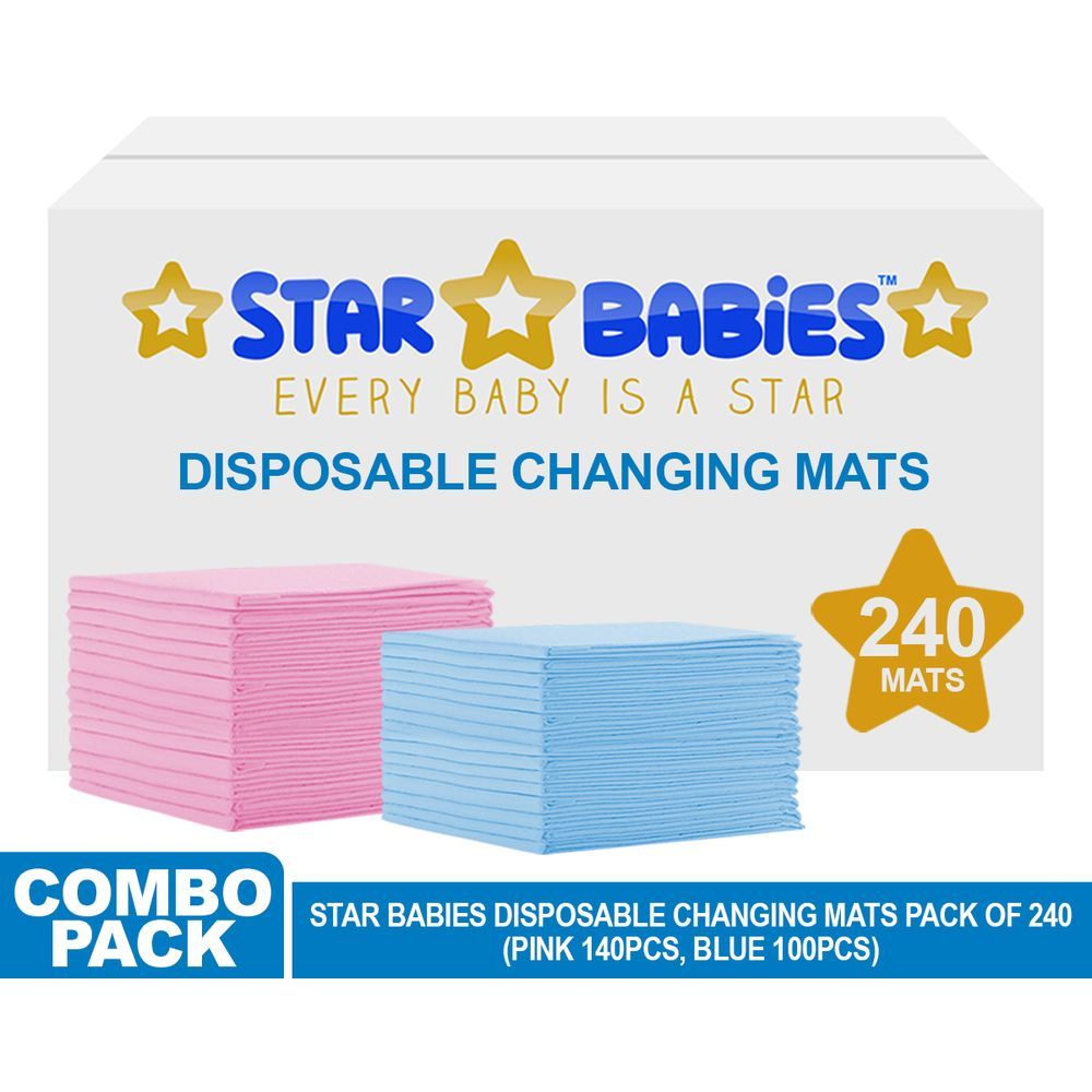 Star Babies - Disposable Changing mats (45x60cm) Large, Pack of 240 - Assorted