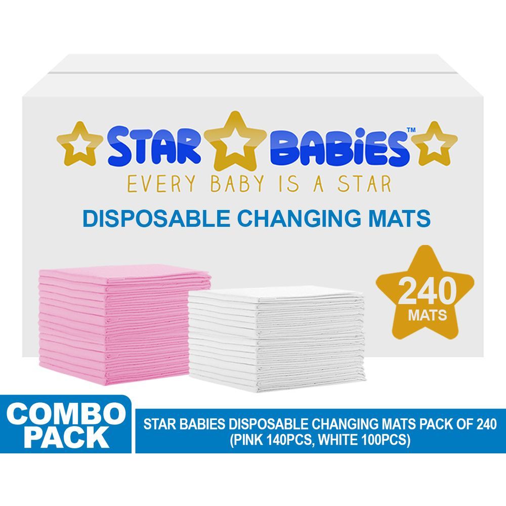 Star Babies - Disposable Changing mats (45x60cm) Large, Pack of 240 - Assorted