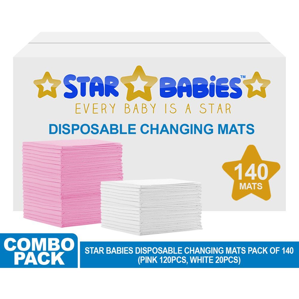 Star Babies - Disposable Changing mats (45x60cm) Large, Pack of 140- Assorted