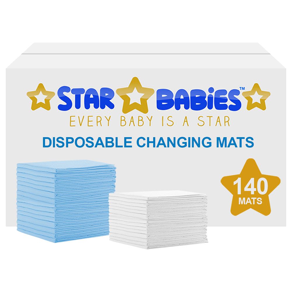 Star Babies - Disposable Changing mats (45x60cm) Large, Pack of 140 - Blue/White