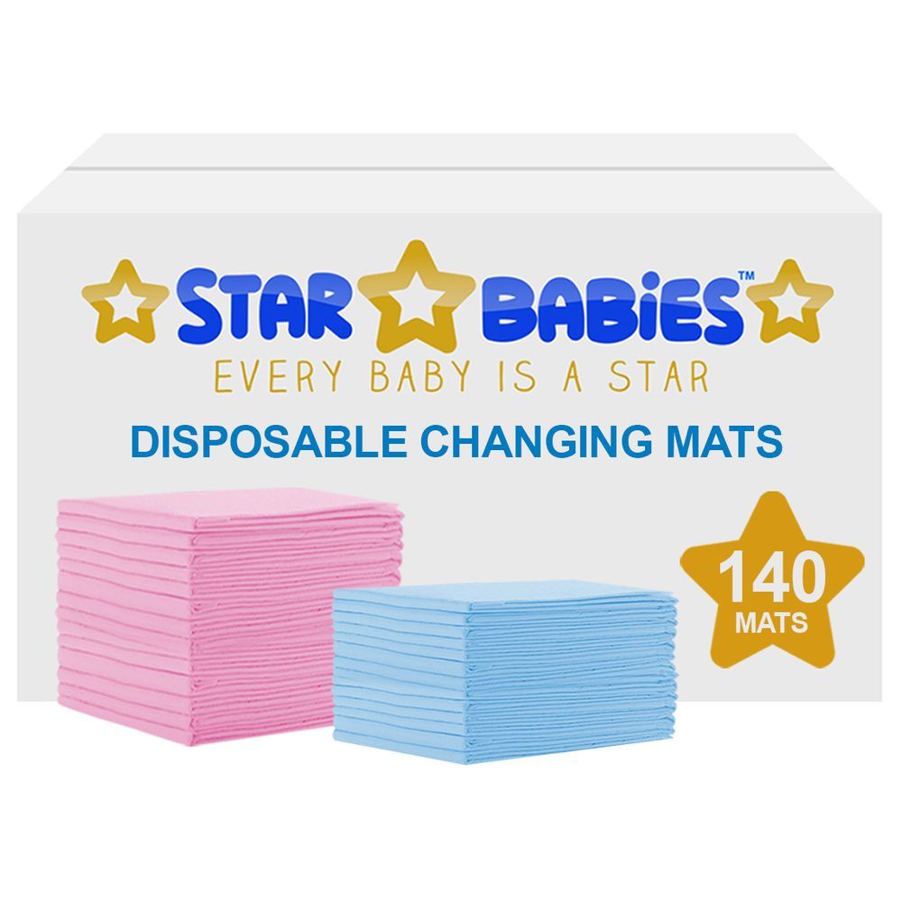 Star Babies - Disposable Changing mats (45x60cm) Large, Pack of 140 - Assorted