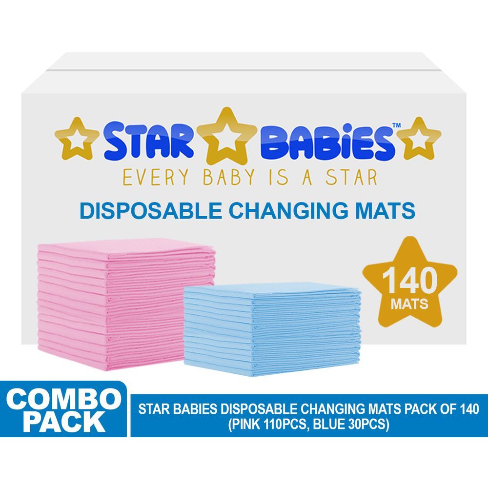 Star Babies - Disposable Changing mats (45x60cm) Large, Pack of 140 - Assorted