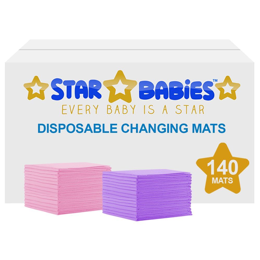 Star Babies - Disposable Changing mats (45x60cm) Large, Pack of 140 - Assorted