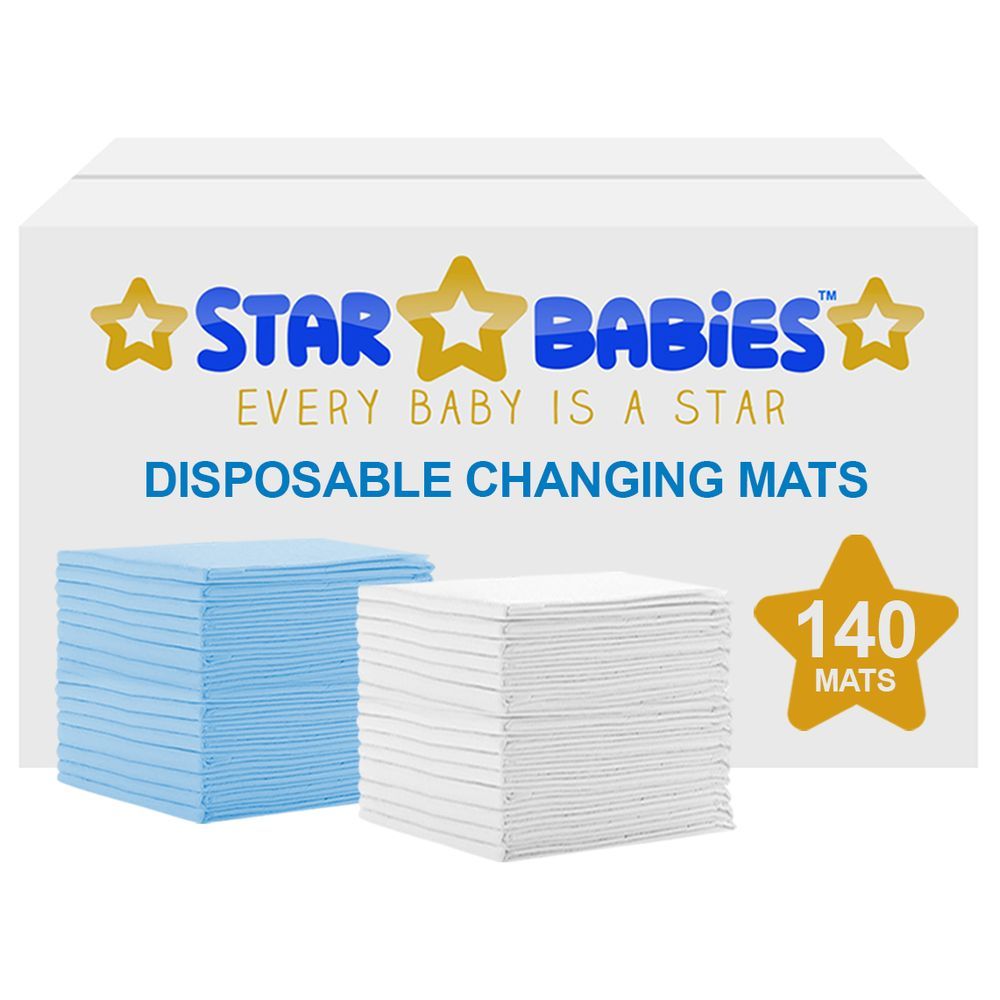 Star Babies - Disposable Changing mats (45x60cm) Large, Pack of 140 - Assorted