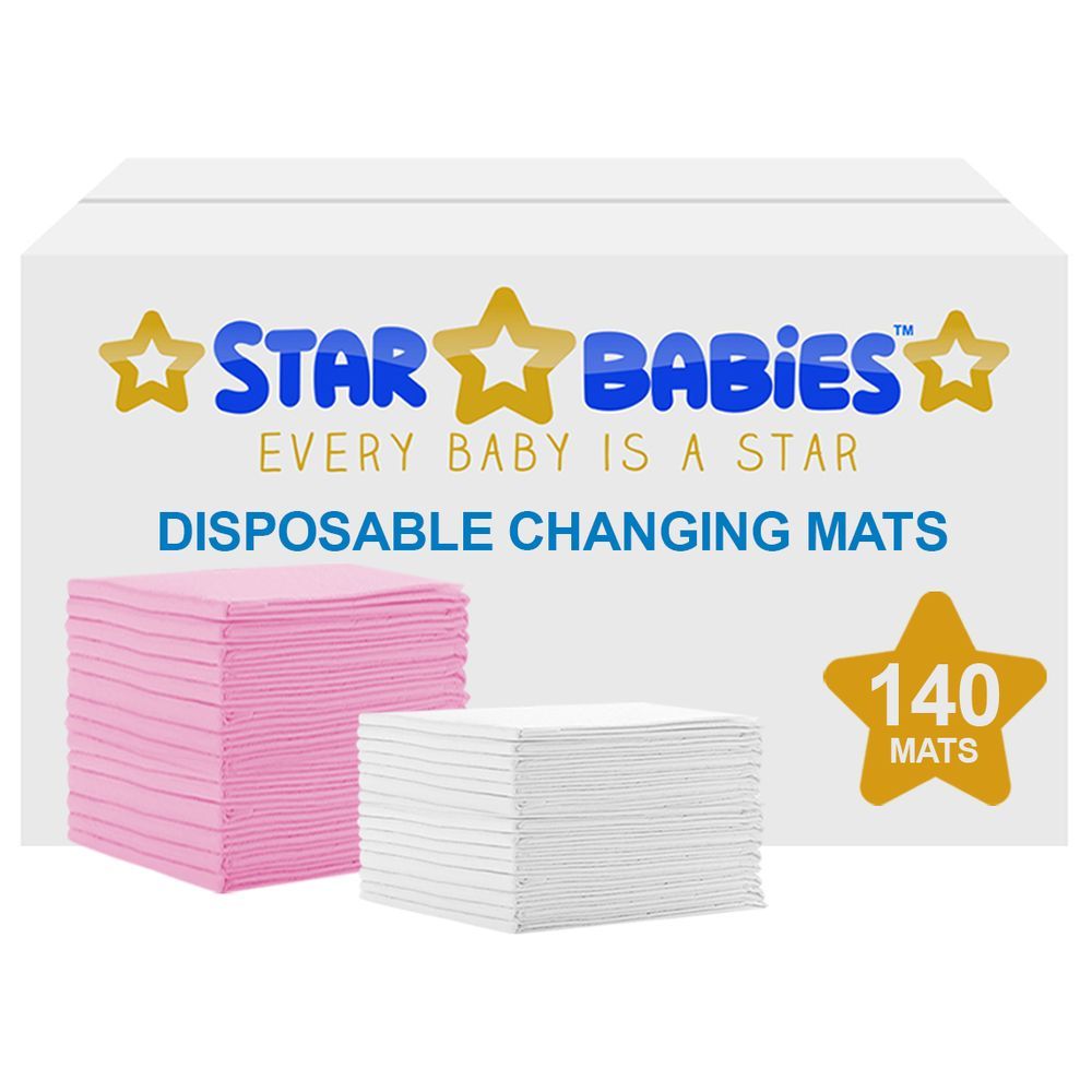 Star Babies - Disposable Changing mats (45x60cm) Large, Pack of 140 - Assorted