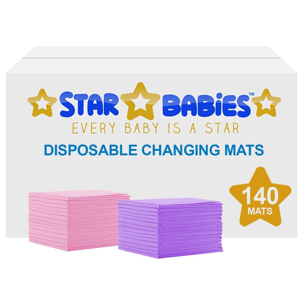 Star Babies - Disposable Changing mats (45x60cm) Large, Pack of 140 - Assorted