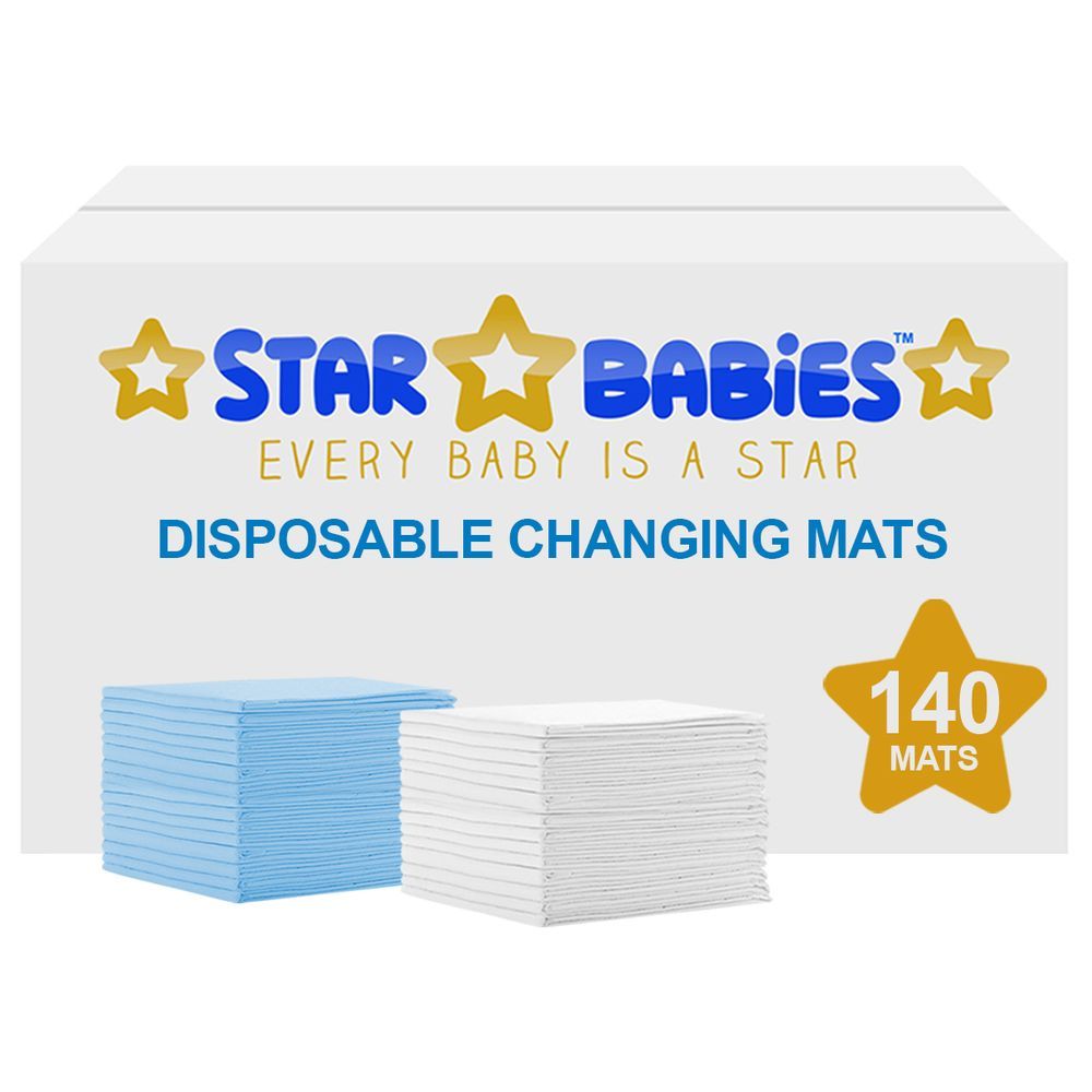 Star Babies - Disposable Changing mats (45x60cm) Large, Pack of 140 - Assorted