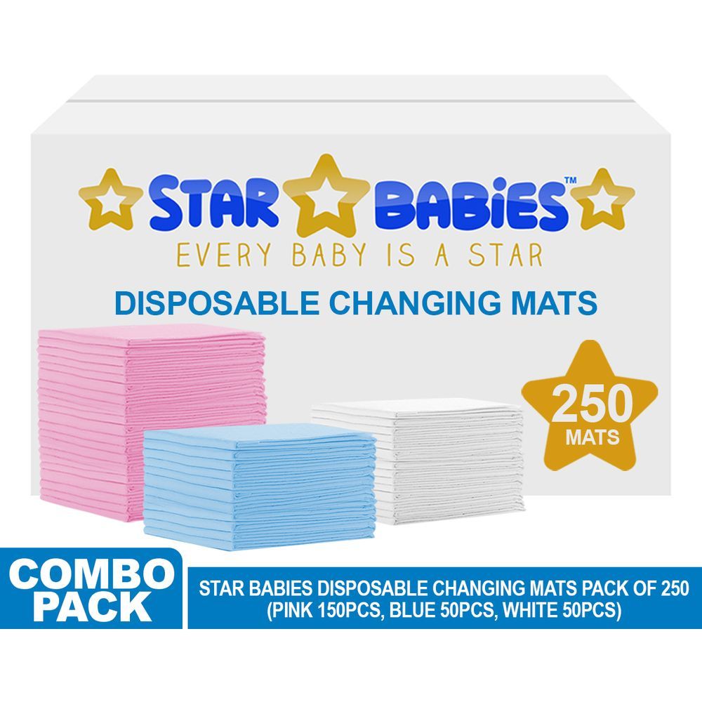 Star Babies - Disposable Changing mats (45x60cm) Large, Pack of 250 -Assorted