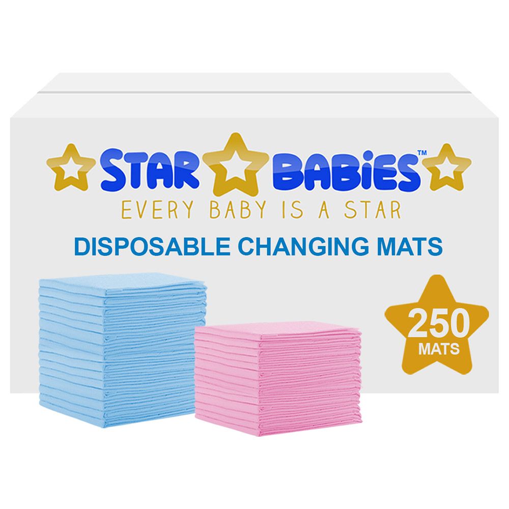 Star Babies - Disposable Changing mats (45x60cm) Large, Pack of 250 - Blue/Pink