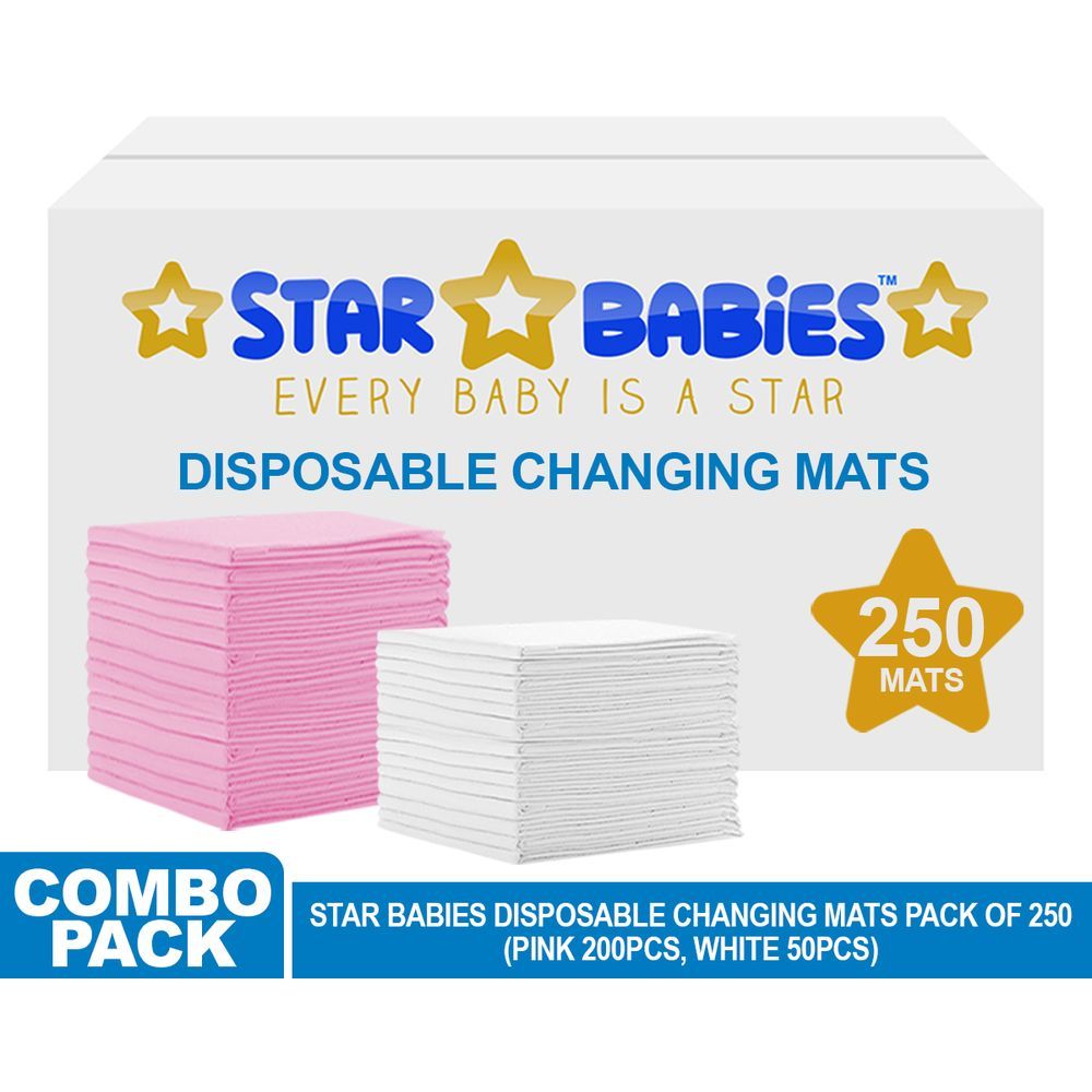 Star Babies - Disposable Changing mats (45x60cm) Large, Pack of 250 - Assorted