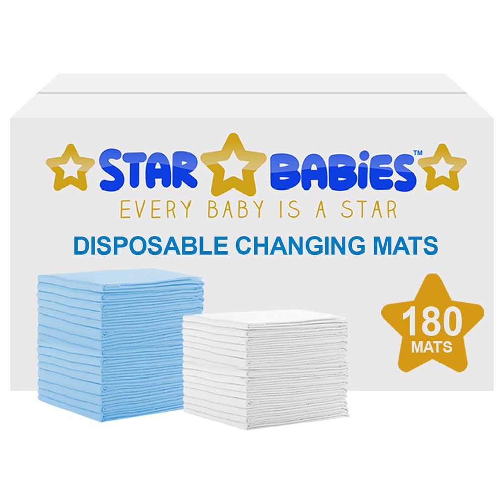 Star Babies - Disposable Changing mats (45x60cm) Large 180 pcs - Blue/White