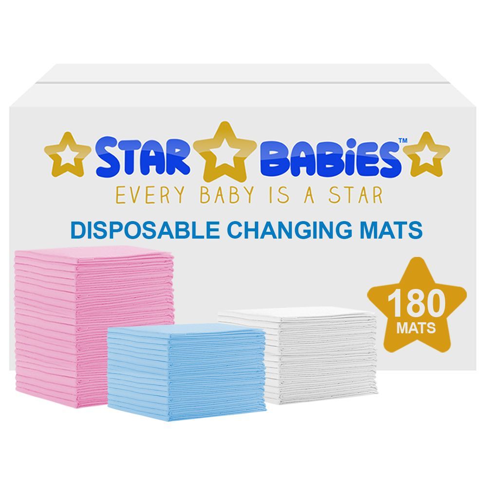 Star Babies - Disposable Changing mats (45x60cm) Large, Pack of 180- Assorted