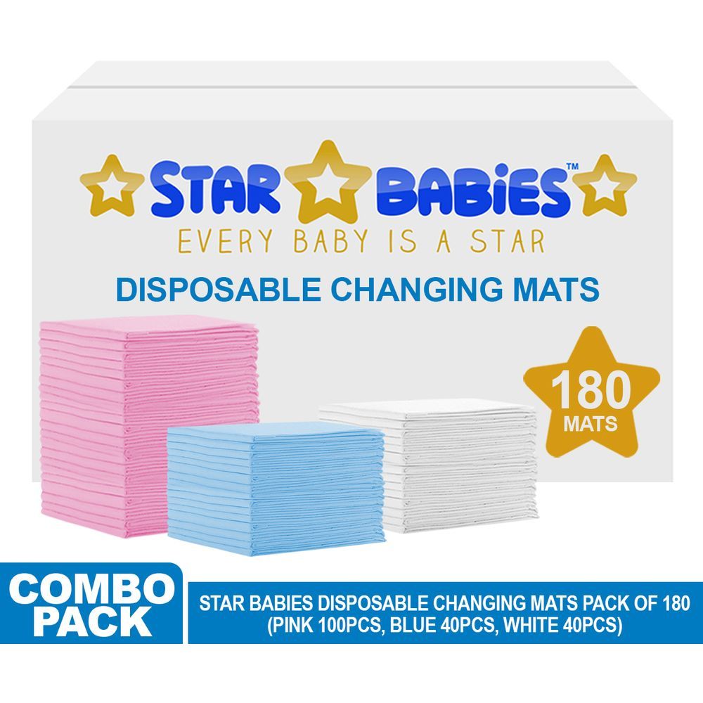 Star Babies - Disposable Changing mats (45x60cm) Large, Pack of 180- Assorted