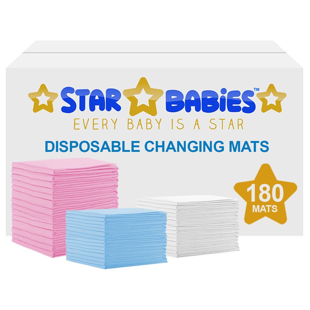 Star Babies - Disposable Changing mats (45x60cm) Large, Pack of 180 - Assorted