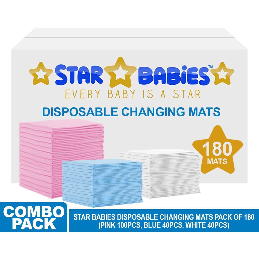 Star Babies - Disposable Changing mats (45x60cm) Large, Pack of 180 - Assorted