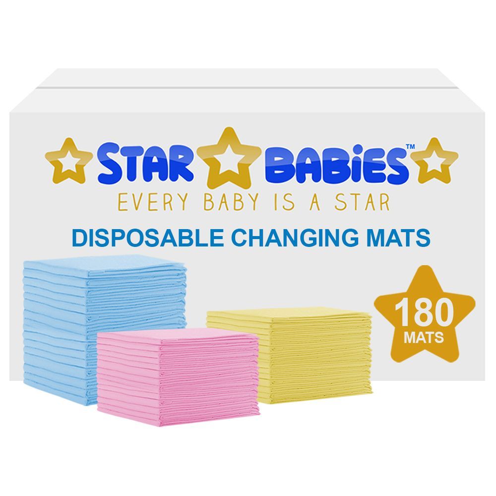 Star Babies - Disposable Changing mats (45x60cm) Large, Pack of 180 - Assorted