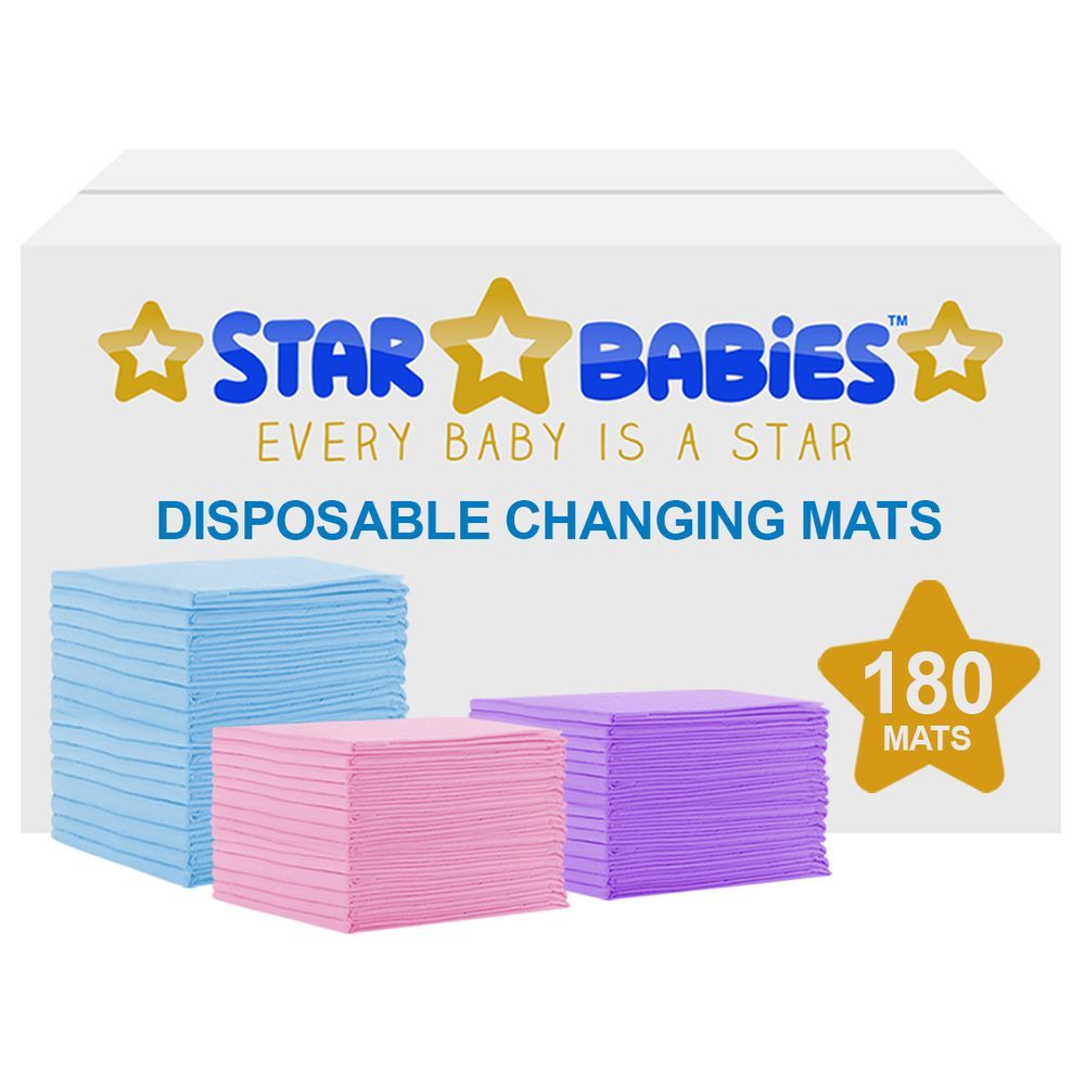 Star Babies - Disposable Changing mats (45x60cm) Large, Pack of 180 - Assorted