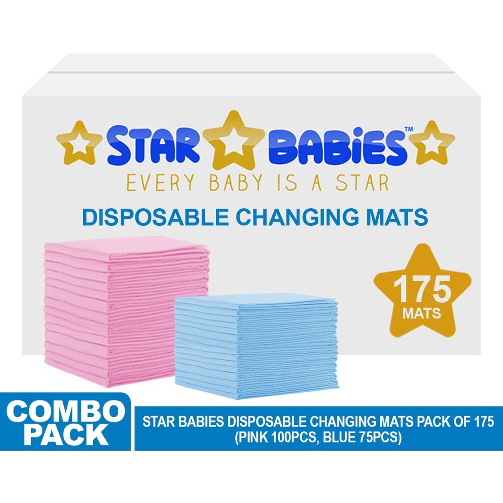 Star Babies - Disposable Changing mats (45x60cm) Large, Pack of 175 - Assorted